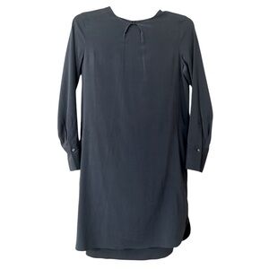 BRUNELLO CUCINELLI LONG SLEEVE SHIFT DRESS DARK GRAY STRETCH SILK 
SIZE LARGE